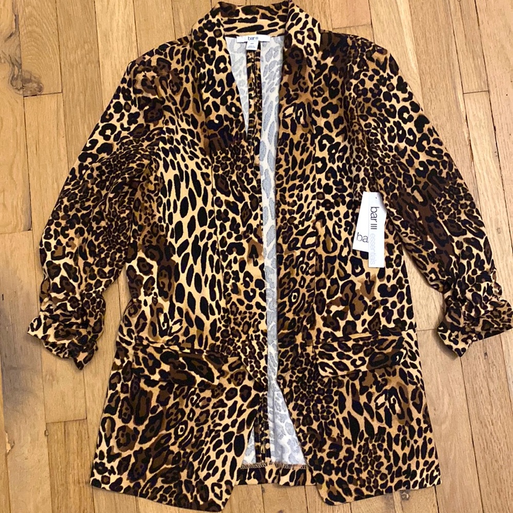 Bar III Leopard Print Blazer in Brown and Black
